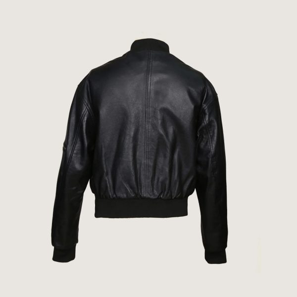 Black sheep leather jacket with a polyester lining