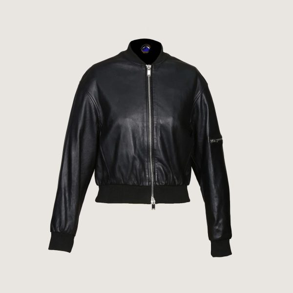 Black sheep leather jacket with a polyester lining