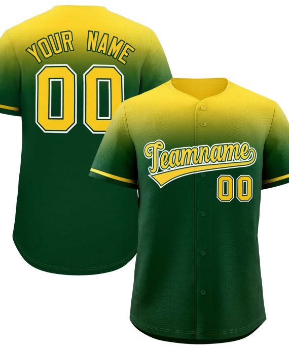 Custom Green Gold Gradient Fashion Design Authentic Baseball Jersey