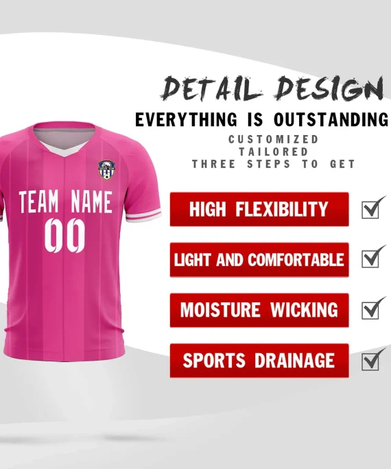 Custom Pink Classic Striped Personalized Football Kit Jersey