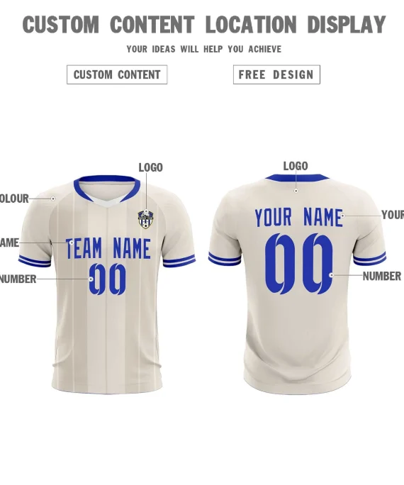 Custom Cream Classic Striped Personalized Football Kit Jersey