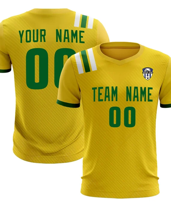 Custom Gold Striped Sportswear Football Kit Jersey For Adults