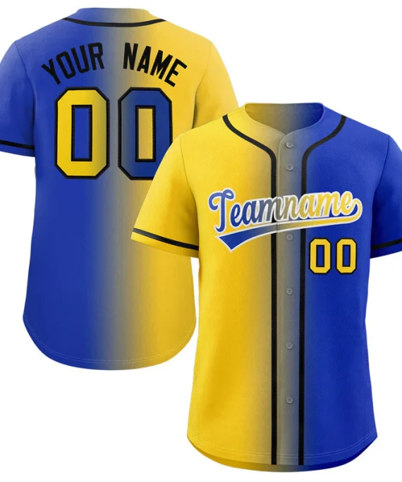 Custom Royal Yellow-White Gradient Fashion Authentic Baseball Jersey