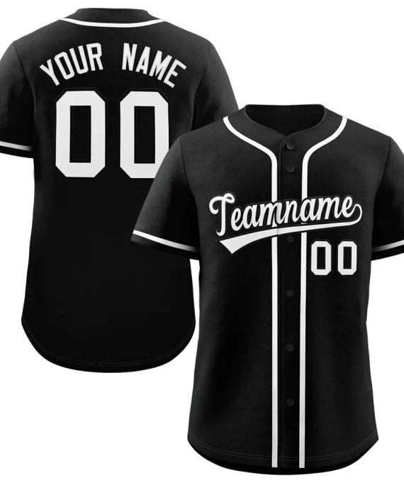 Custom Black White Classic Style Authentic Baseball Jersey