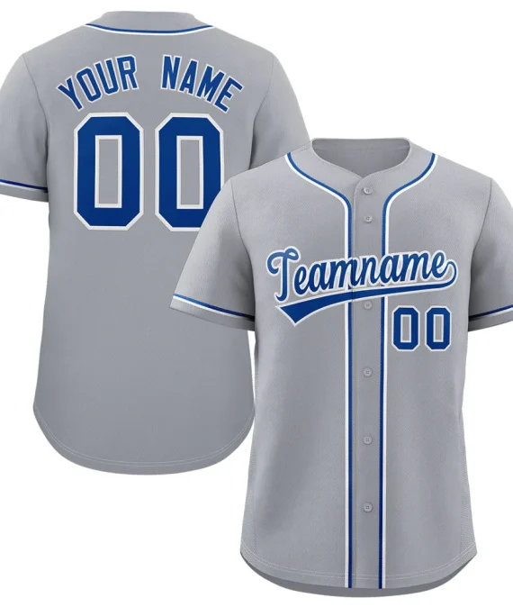 Custom Gray Royal-White Classic Style Authentic Baseball Jersey