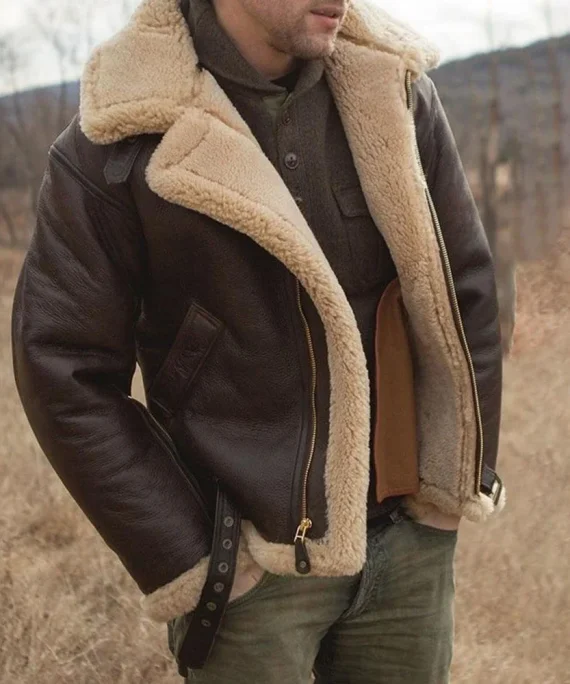 New Vintage Leather Jacket Men's Casual Zip Up Thicken Warm Fur One-Piece Parkas Jackets Outdoor Pilot PU Coat Autumn Winter