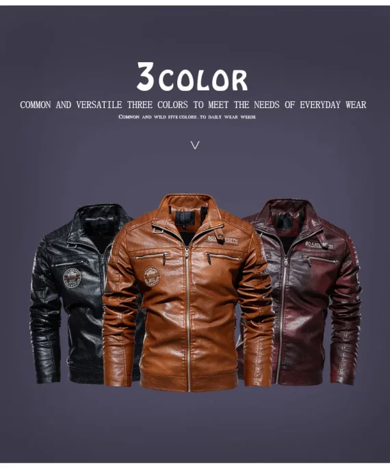 2026 Leather Jacket Men Winter Fleece Motorcycle Faux Leather Jacket Removable Fur Collar Windbreaker Ropa De Hombre Slim Coat