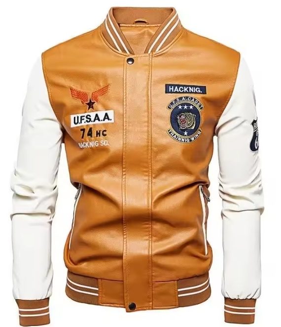 Motorcycle Men Patchwork Casual Baseball Uniform PU Jacket Large Size Street Clothing M-4XL Winter Leather Jacket Veste Home